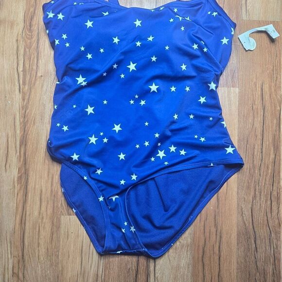 New Oasis Blue Star Print One-Piece Bathing Suit Swimsuit Full Coverage Womens S - Picture 5 of 8